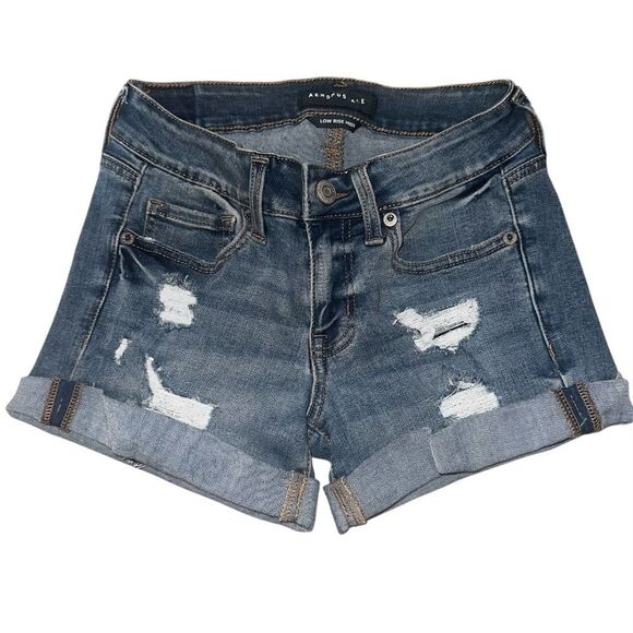 Aeropostale Pants - Aeropostale Low Rise Midi Distressed Blue Jean Shorts. Size 00.